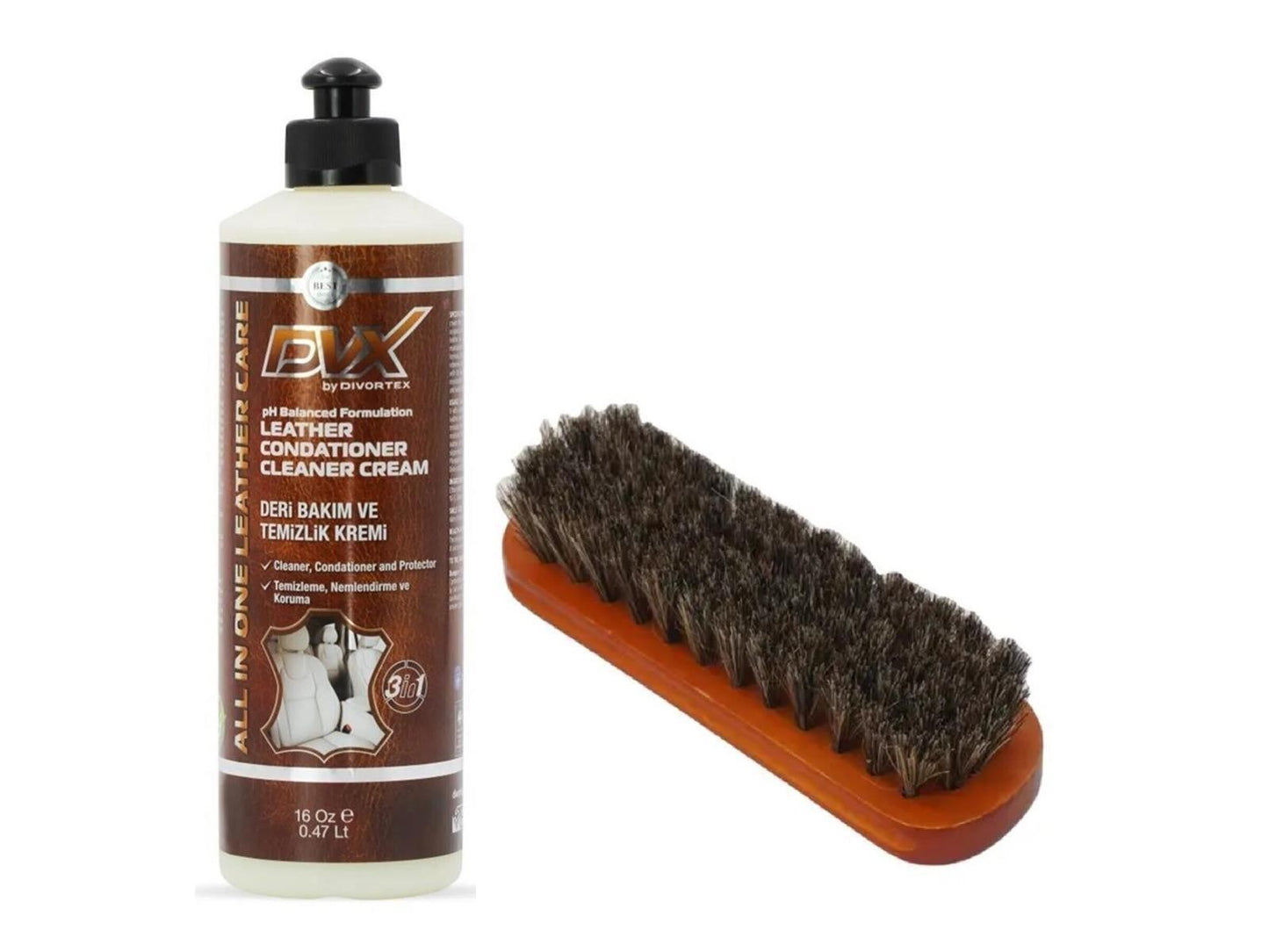 Leder Reinigungsbürste Pfelgecreme 473 ml Autositz Schuh Polster Textil Pferdehaar