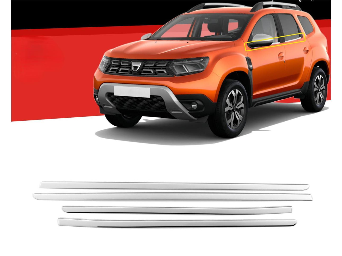 Fensterleisten für Dacia Duster 2018-2024 4 tlg Edelstahl Zierleisten