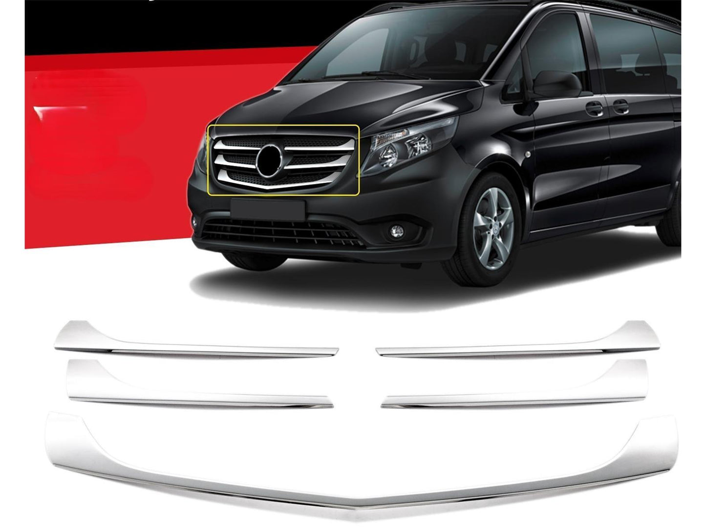 Kühlergrill Leisten für MB Sprinter 2013-2018 5 tlg Edelstahl Grillleisten