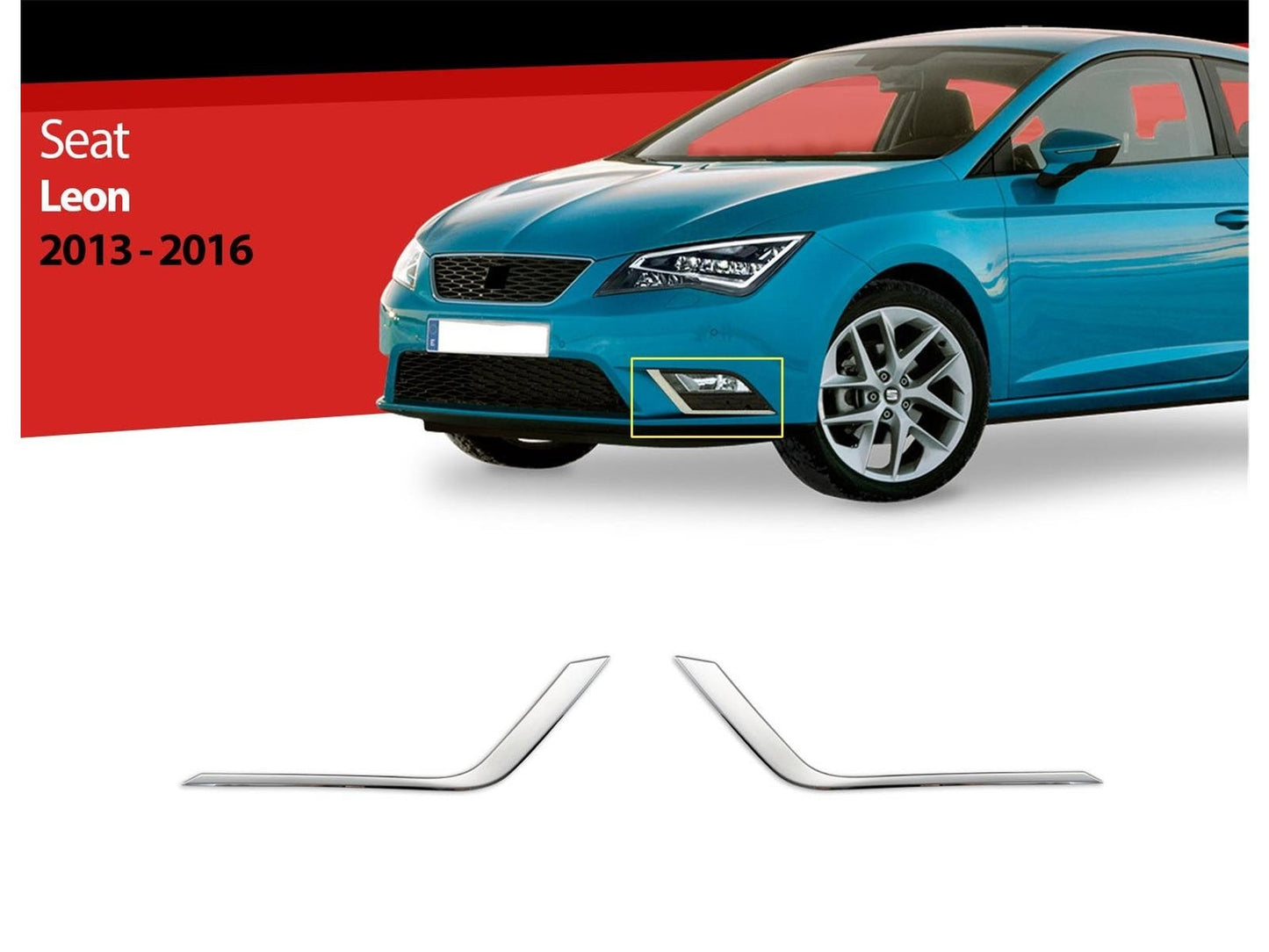 Nebelscheinwerferblenden für Seat Leon 3 2013-2016 Edelstahl Zierleiste 2 tlg