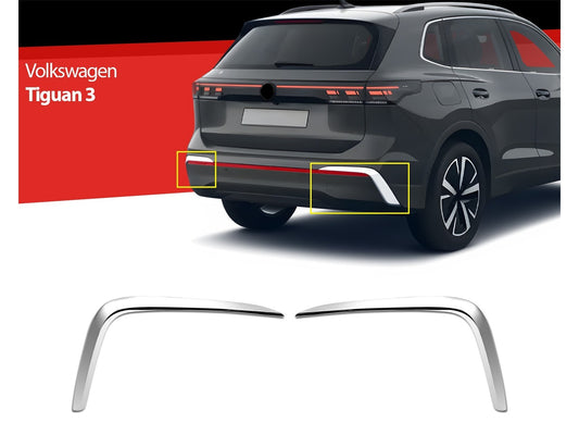 Heckstoßstangen Diffusor Stoßstangenleiste für VW Tiguan 3 Edelstahl 2 tlg
