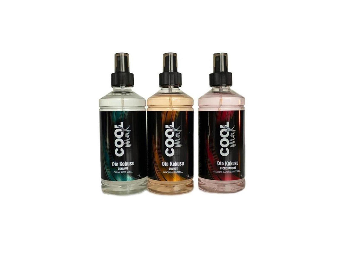 SET 3 er Autoduftspray Woody Blumen Ozean Parfüm Spray Duft 3 x 400 ml