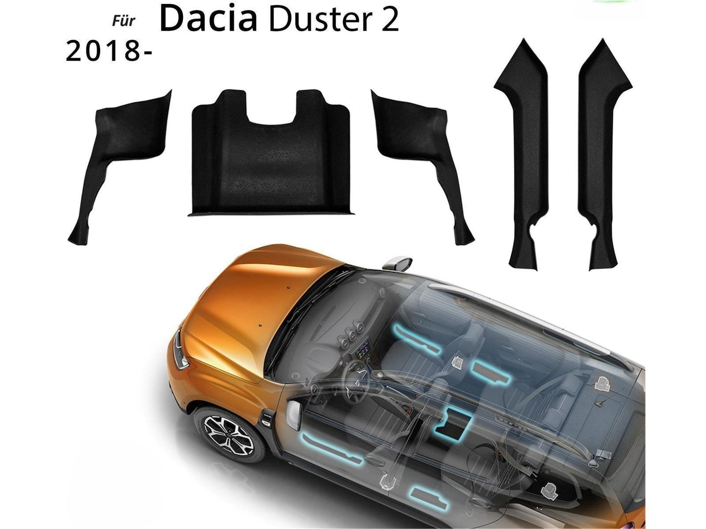 Einstiegschutz Teppichkantenschutz ABS Kunststoff für Dacia Duster ab 2018 5 tlg