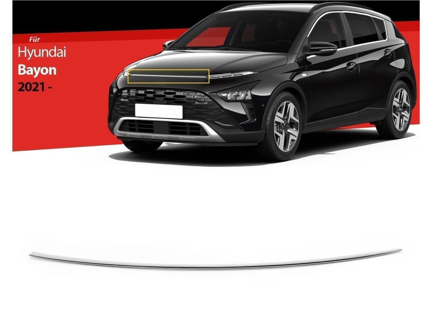 Kühlergrill Leisten Motorhaubenleiste für Hyundai Bayon ab 2021 Edelstahl Chrom
