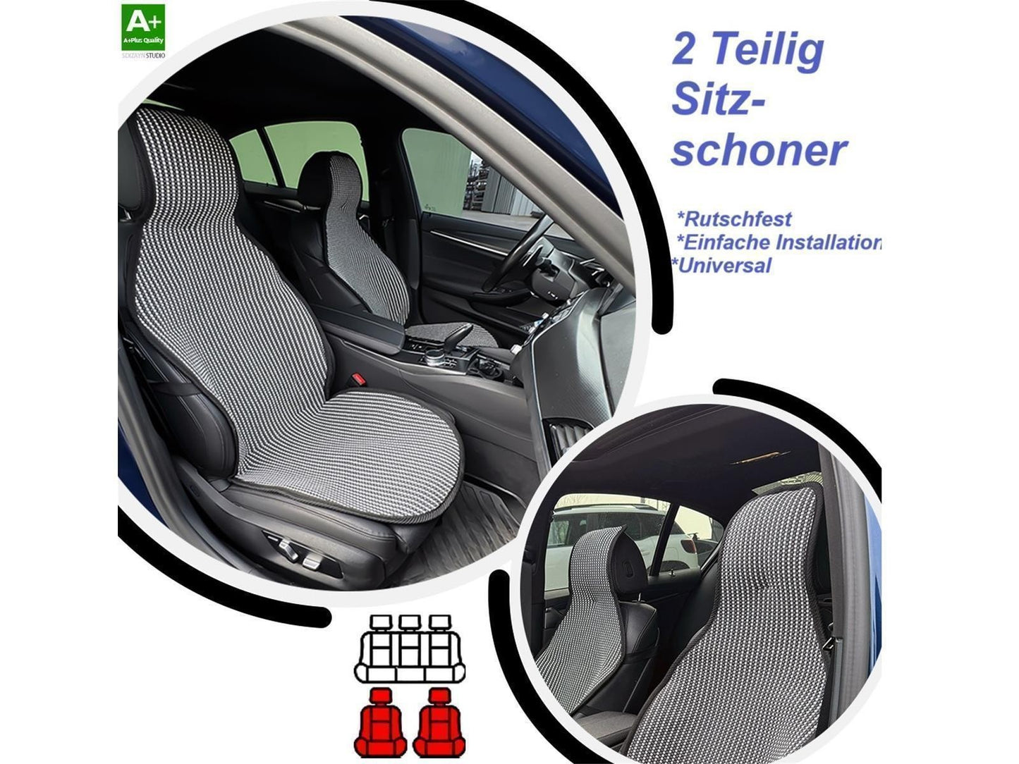 Autositzauflager Autositzbezüge Sitzschoner Schweißfester Universal Anthrazit x2