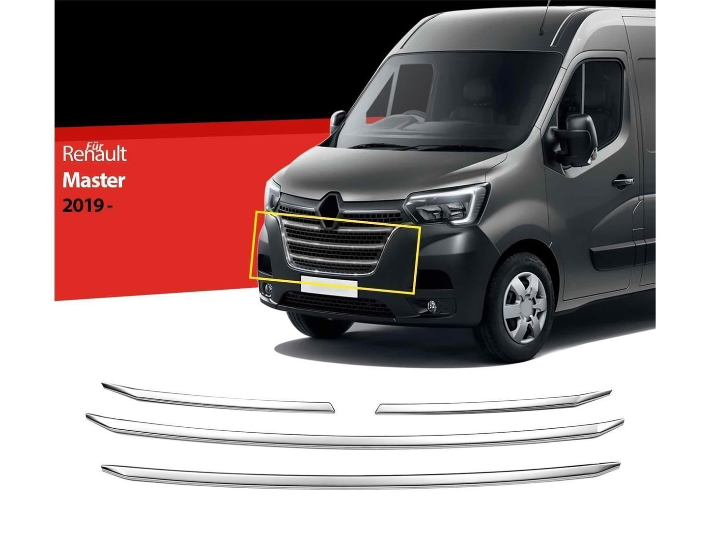 Kühlergrill Leisten Edelstahl für Renault Master ab 2019 4 tlg Grillleisten