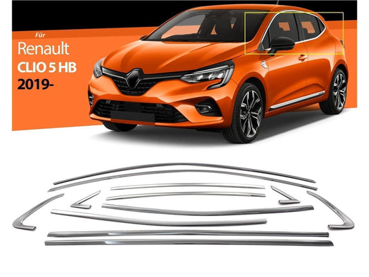 Fensterleisten für Renault Clio 5 HB ab 2019 12 tlg Zierleisten Edelstahl Chrom