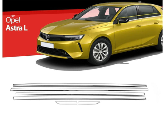 Fensterleisten für Opel Astra L ab 2022 6 tlg Zierleisten Edelstahl Chrom