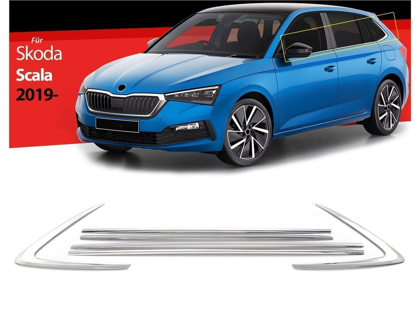 Fensterleisten für Skoda Scala ab 2019 6 tlg Zierleisten Edelstahl Chrom