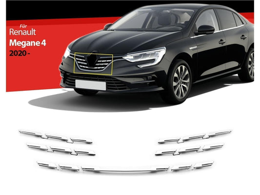Kühlergrill Leisten Edelstahl für Renault Megane 4 Zierleisten ab 2020 5 tlg