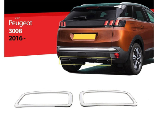 Auspuffblende Abdeckung für Peugeot 3008 Edelstahl Chrom Leisten ab 2017