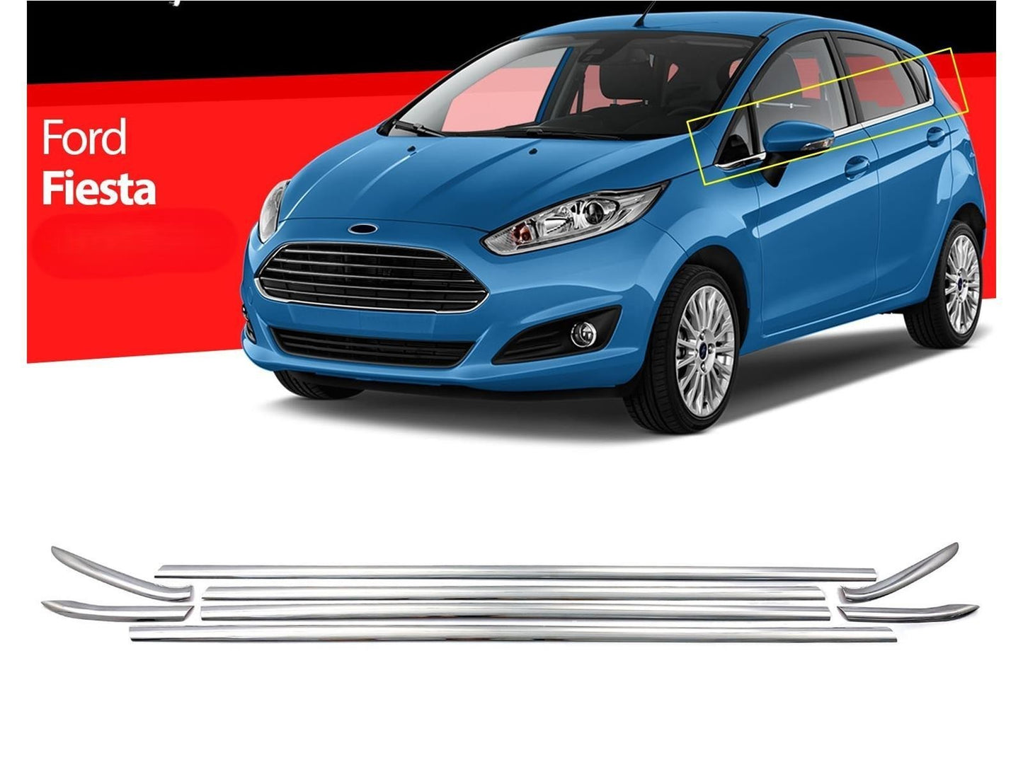 Fensterleisten für Ford Fiesta 2009-2017 8 tlg Edelstahl Zierleisten