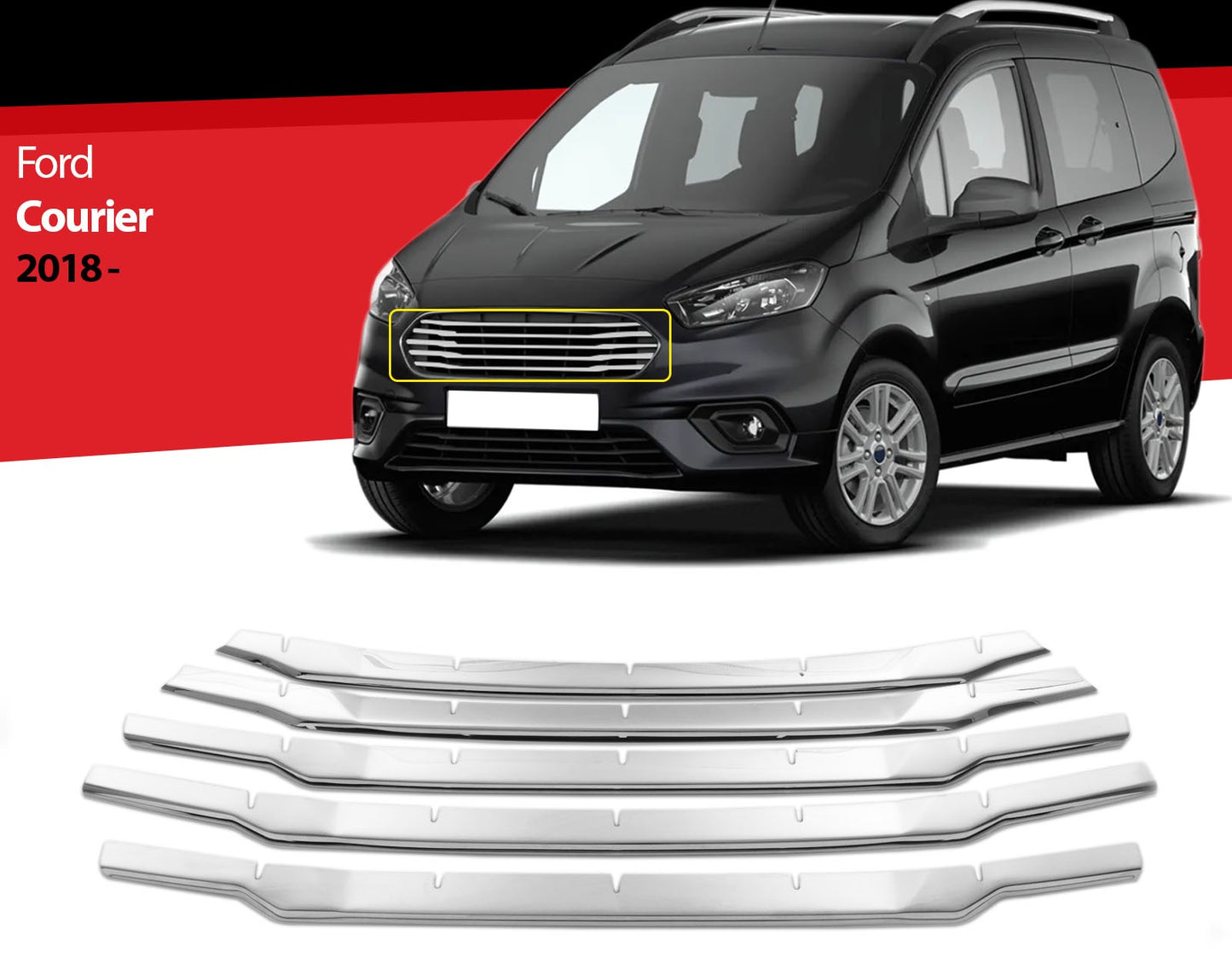 Kühlergrill Leisten für Ford Tourneo Courier 2018-2023 Grillleisten 5 tlg