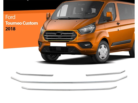Kühlergrill Leisten für Ford Tourneo Custom 2018-2024 Edelstahl 4 tlg