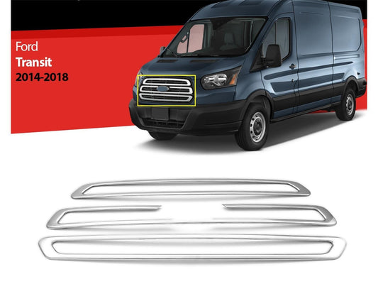 Kühlergrill Leisten für Ford Transit 2014-2018 Edelstahl Grillleisten 3 tlg