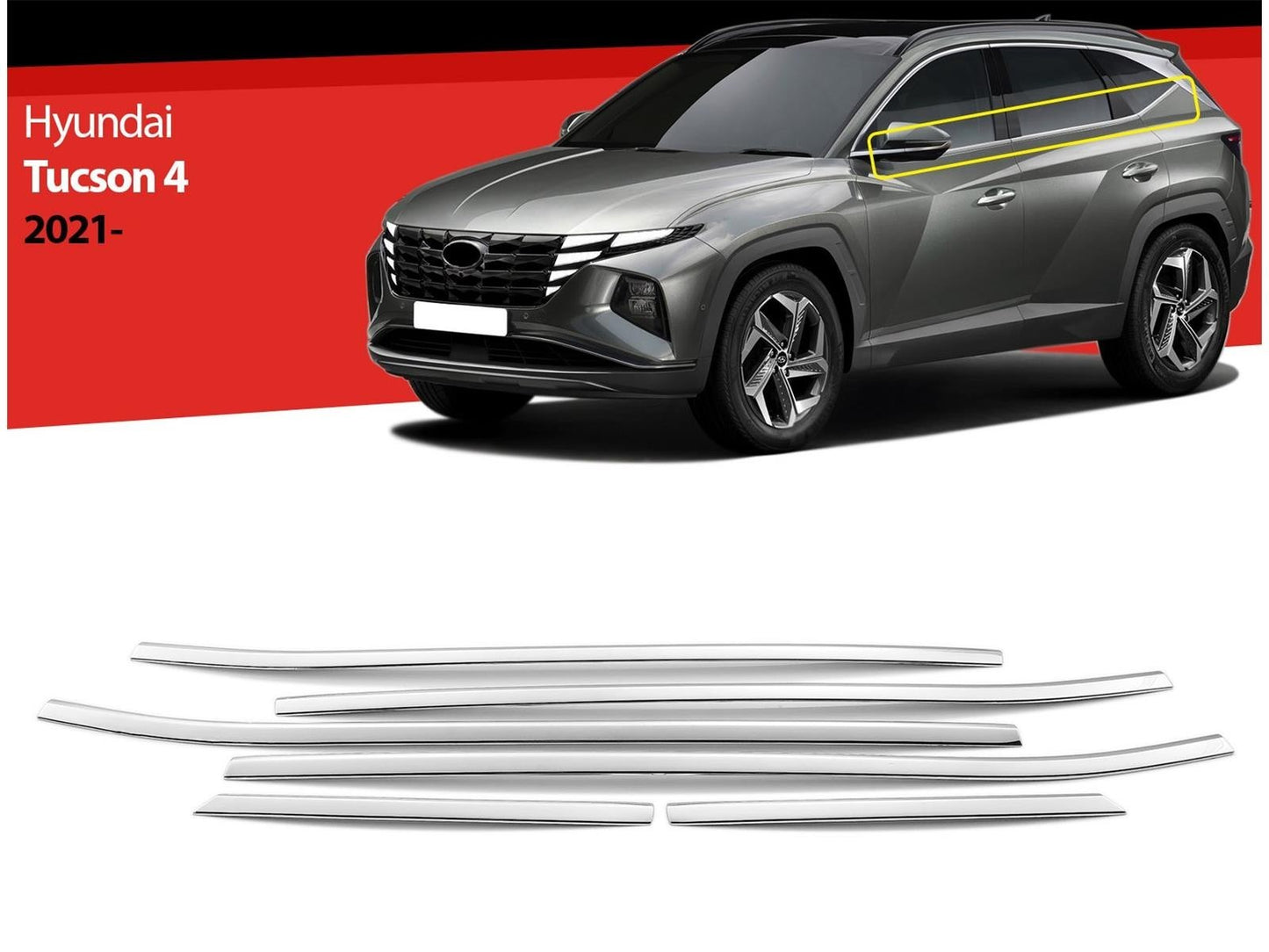 Fensterleisten für Hyundai Tucson 2021-2024 Edelstahl Chrom 6 tlg Zierleisten
