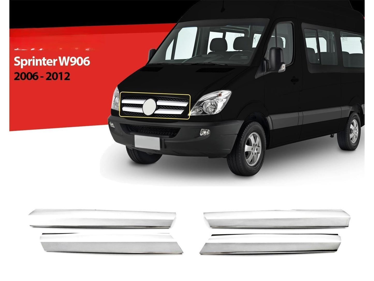 Kühlergrill Leisten für Mercedes Sprinter 2006-2013 4 tlg Edelstahl Grillleisten