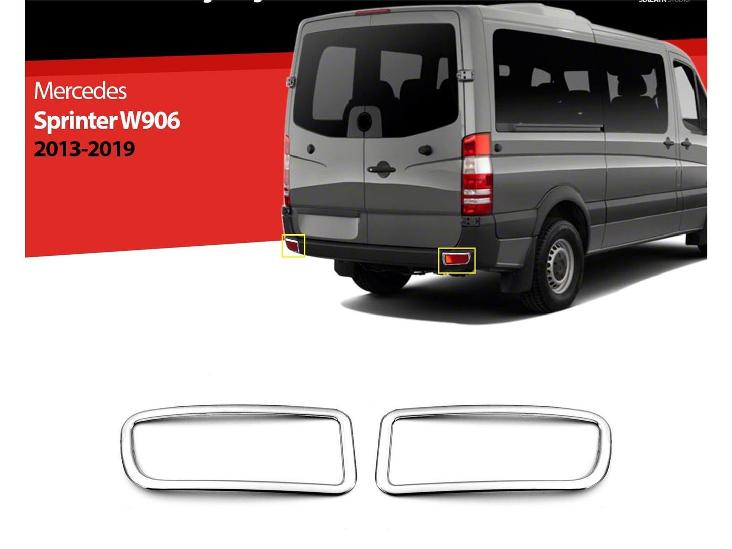 Reflektorrahmen für Mercedes Sprinter W906 FL 2013-2018 Edelstahl Hinten
