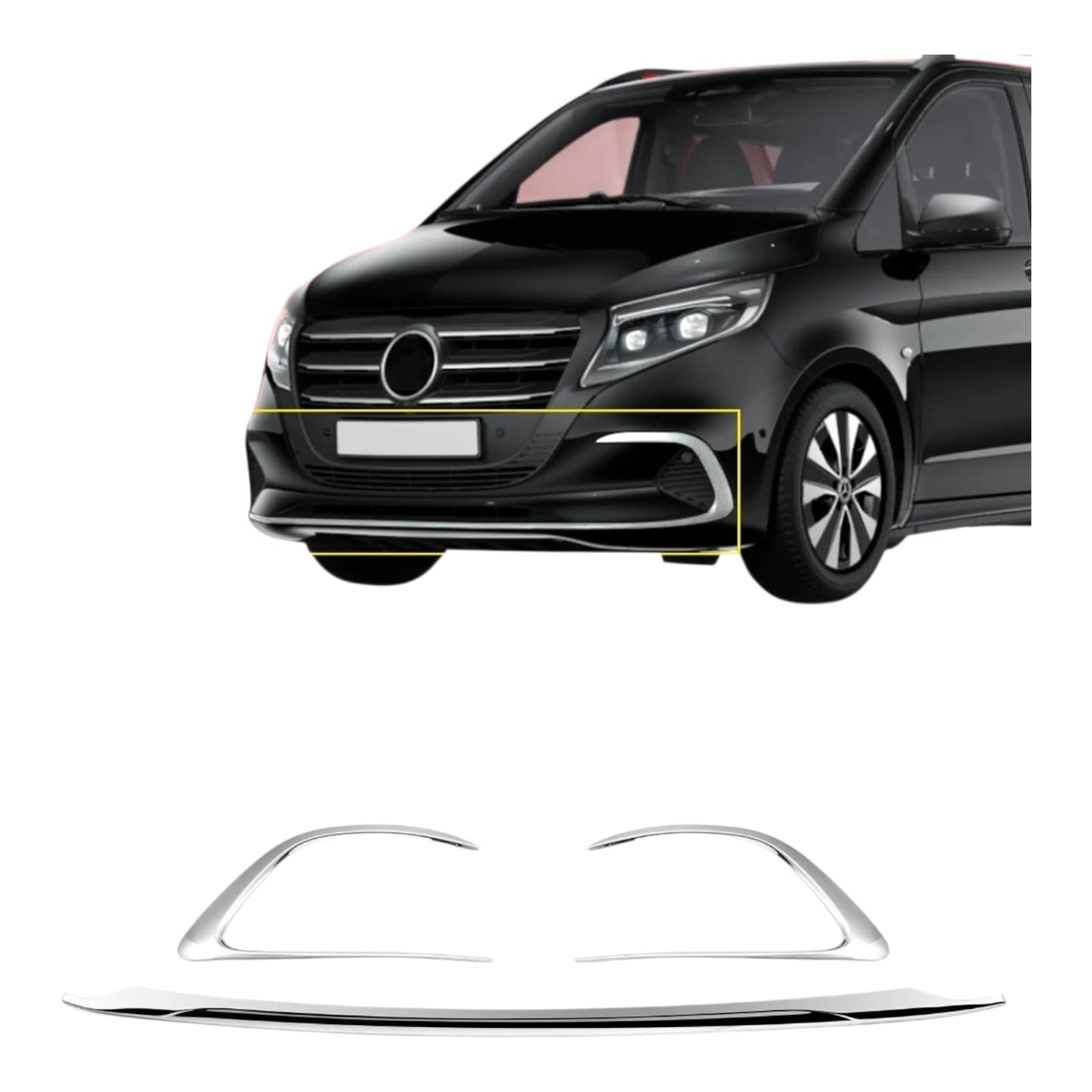 Nebelscheinwerfer Stoßstangenleiste für Mercedes Vito ab 2024 Zierleisten 3 tlg