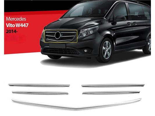 Kühlergrill Leisten für Mercedes Vito W447 2014-2020 5tlg Edelstahl Grillleisten