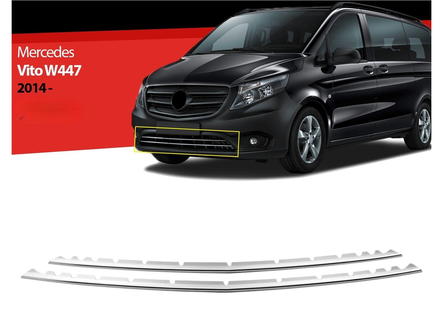 Stoßstangenleiste Kühlergrill Leiste für Mercedes Vito W447 2014-19 2 tlg