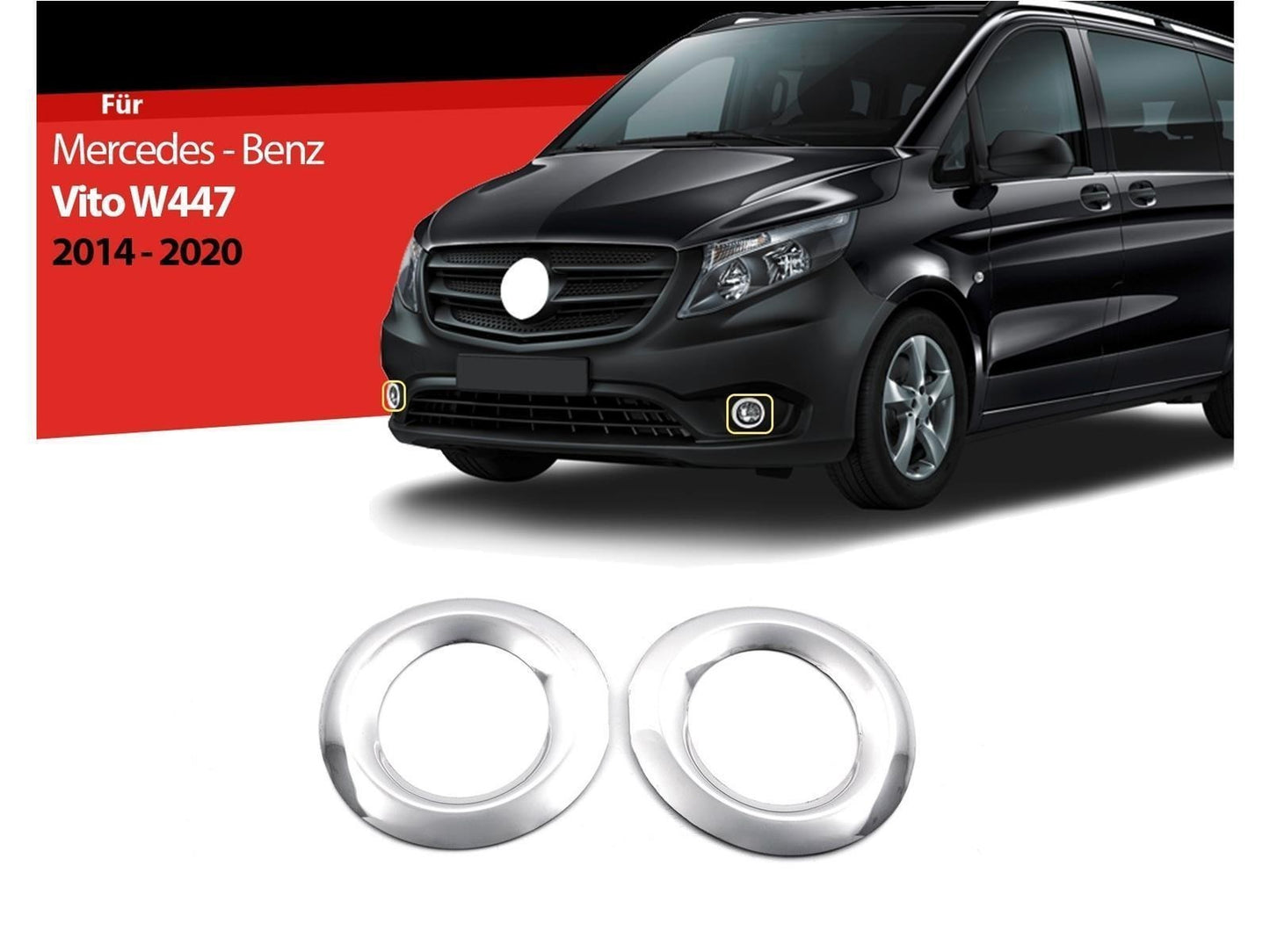 Nebelscheinwerferrahmen Nebelscheinwerfer für Mercedes Vito W447 2014-2020 2 tlg