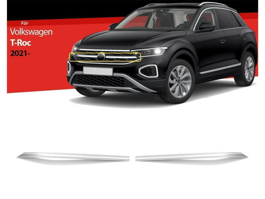 Kühlergrill Leisten für VW T-Roc 2021-2024 Edelstahl Chrom Zierleisten 2 tlg