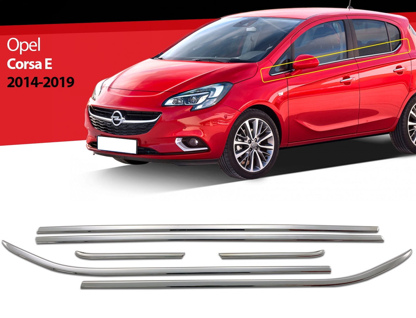 Fensterleisten für Opel Corsa E 2015-2019 Edelstahl 6 tlg Zierleisten