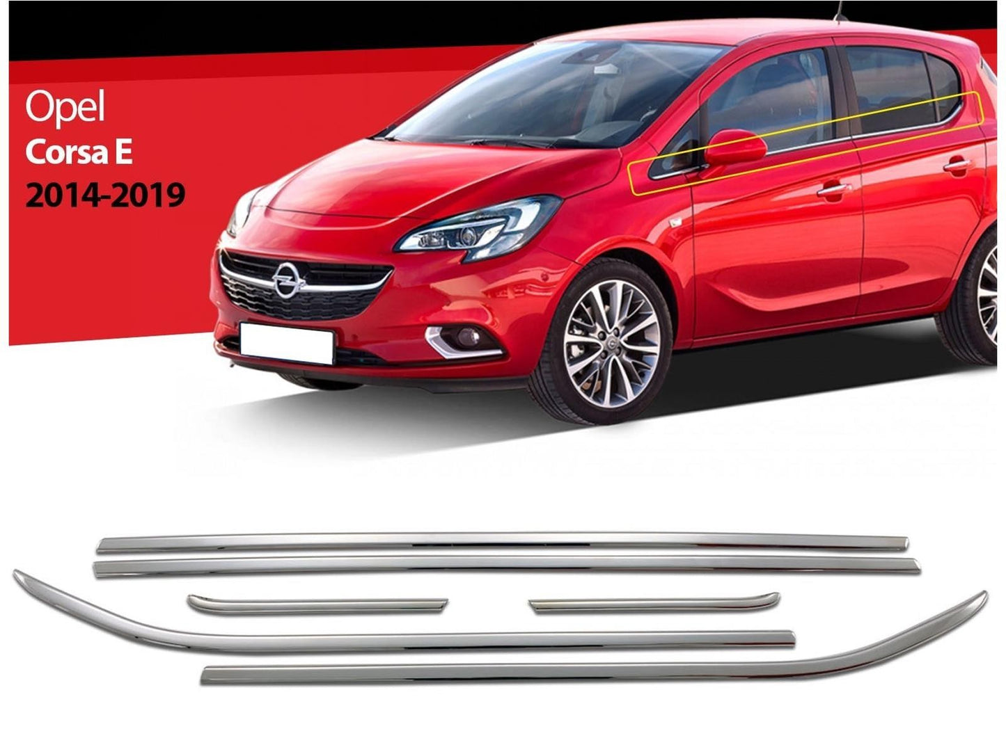 Fensterleisten für Opel Corsa E 2015-2019 Edelstahl Chrom 6 tlg Zierleisten