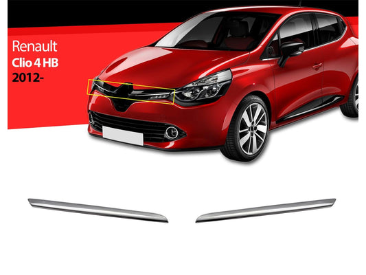 Kühlergrill Leisten für Renault Clio 4 2012-2017 2 tlg Edelstahl Grillleisten