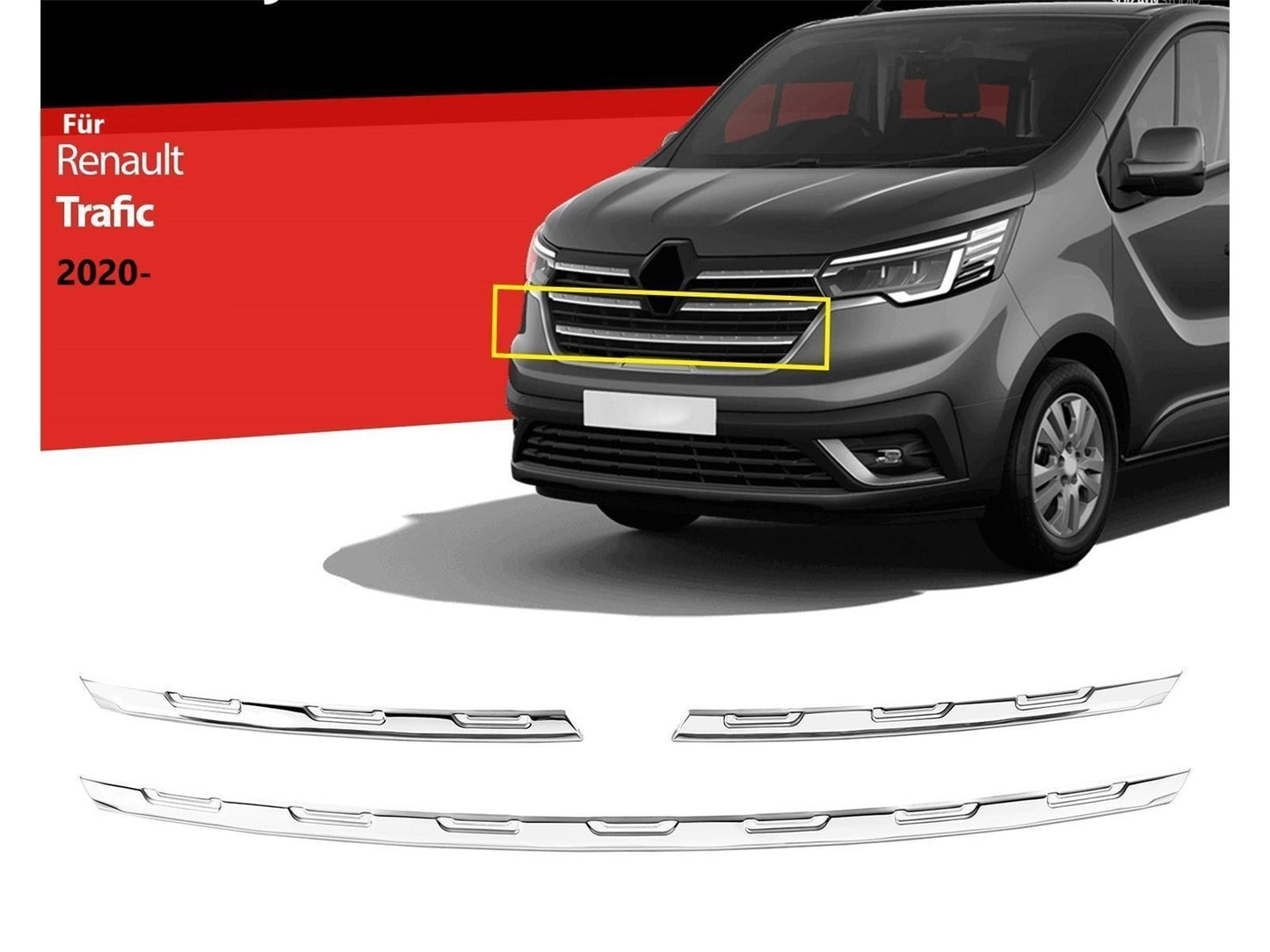 Kühlergrill Leisten Edelstahl für Renault Trafic ab 2020 3 tlg Grillleisten
