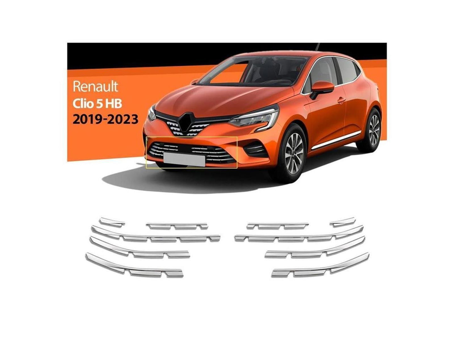 Stoßstangenleisten Vorne Abdeckung Edelstahl für Renault Clio 5 HB ab 2019 10tlg