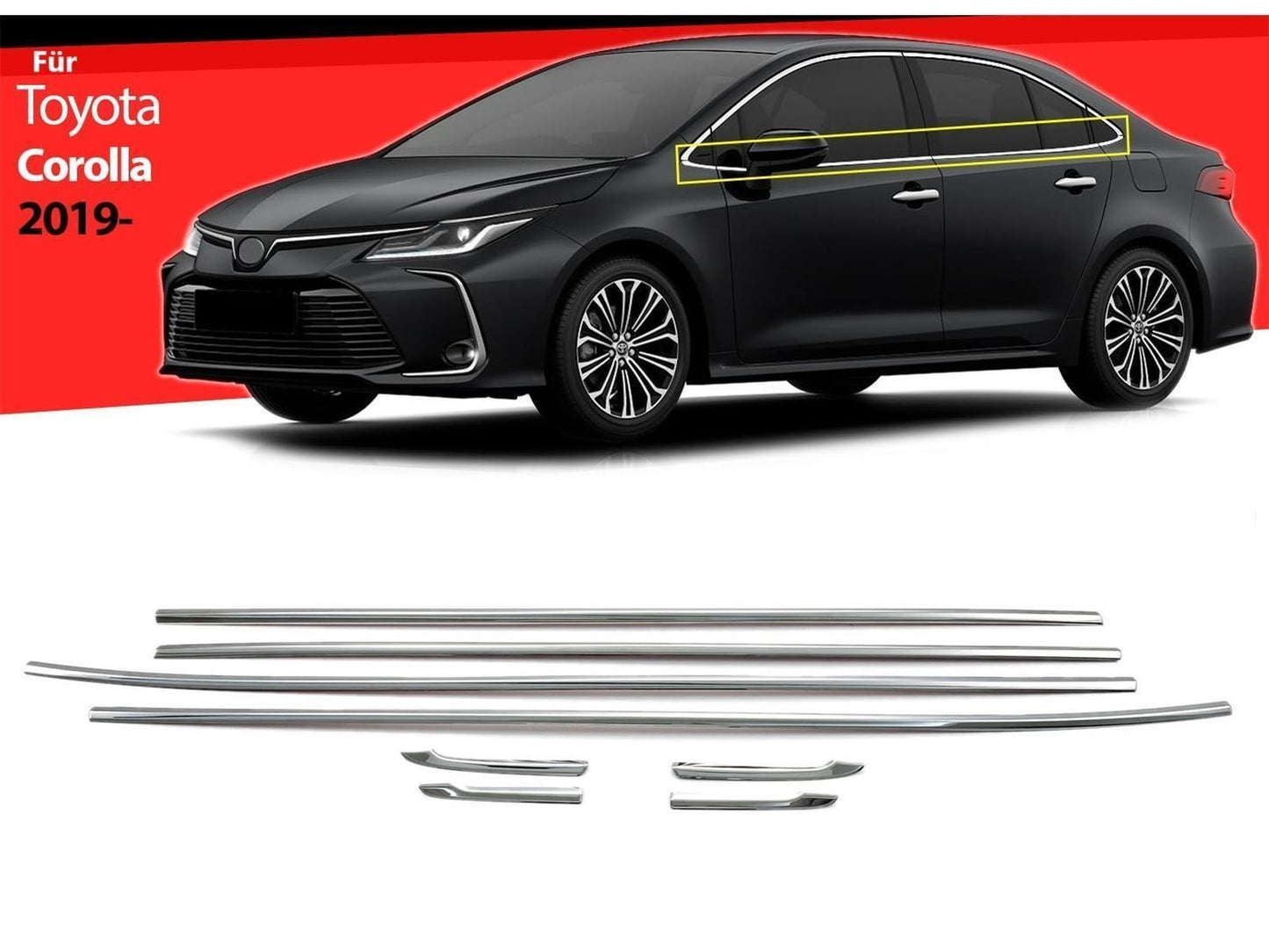 Fensterleisten Zierleisten für Toyota Corolla ab 2019 8 tlg Edelstahl Chrom