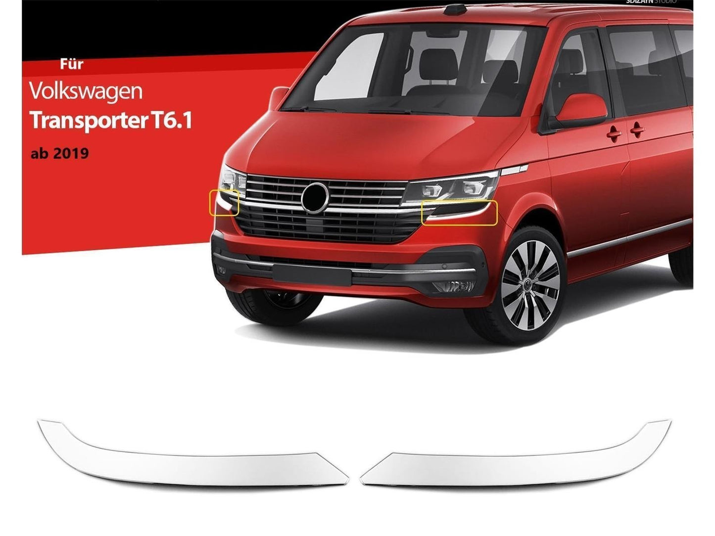 Nebelscheinwerferrahmen Nebelscheinwerfer für VW T6.1 Transporter ab 2019 2 tlg