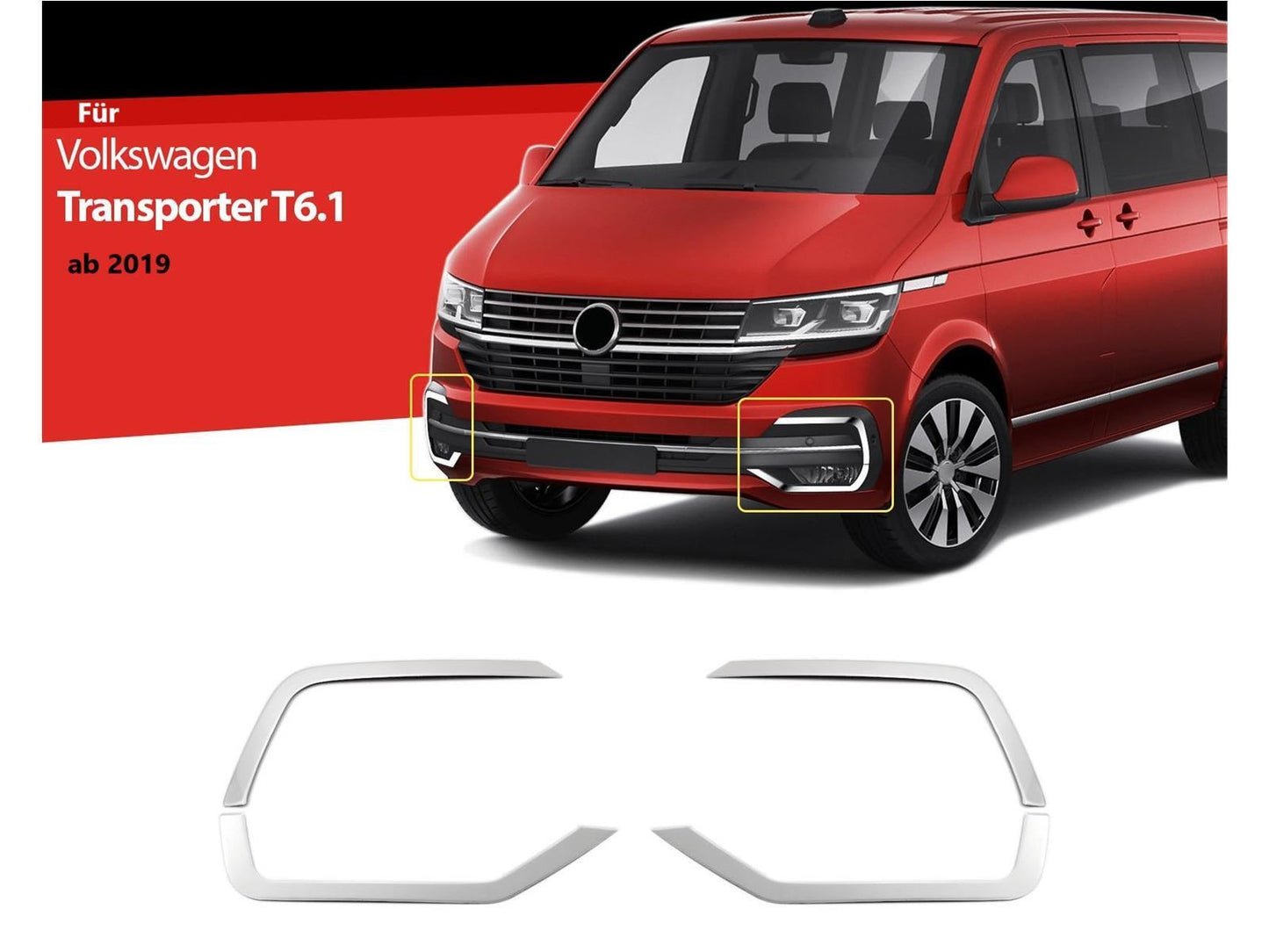 Nebelscheinwerferrahmen Nebelscheinwerfer für VW T6.1 Transporter ab 2019 4 tlg