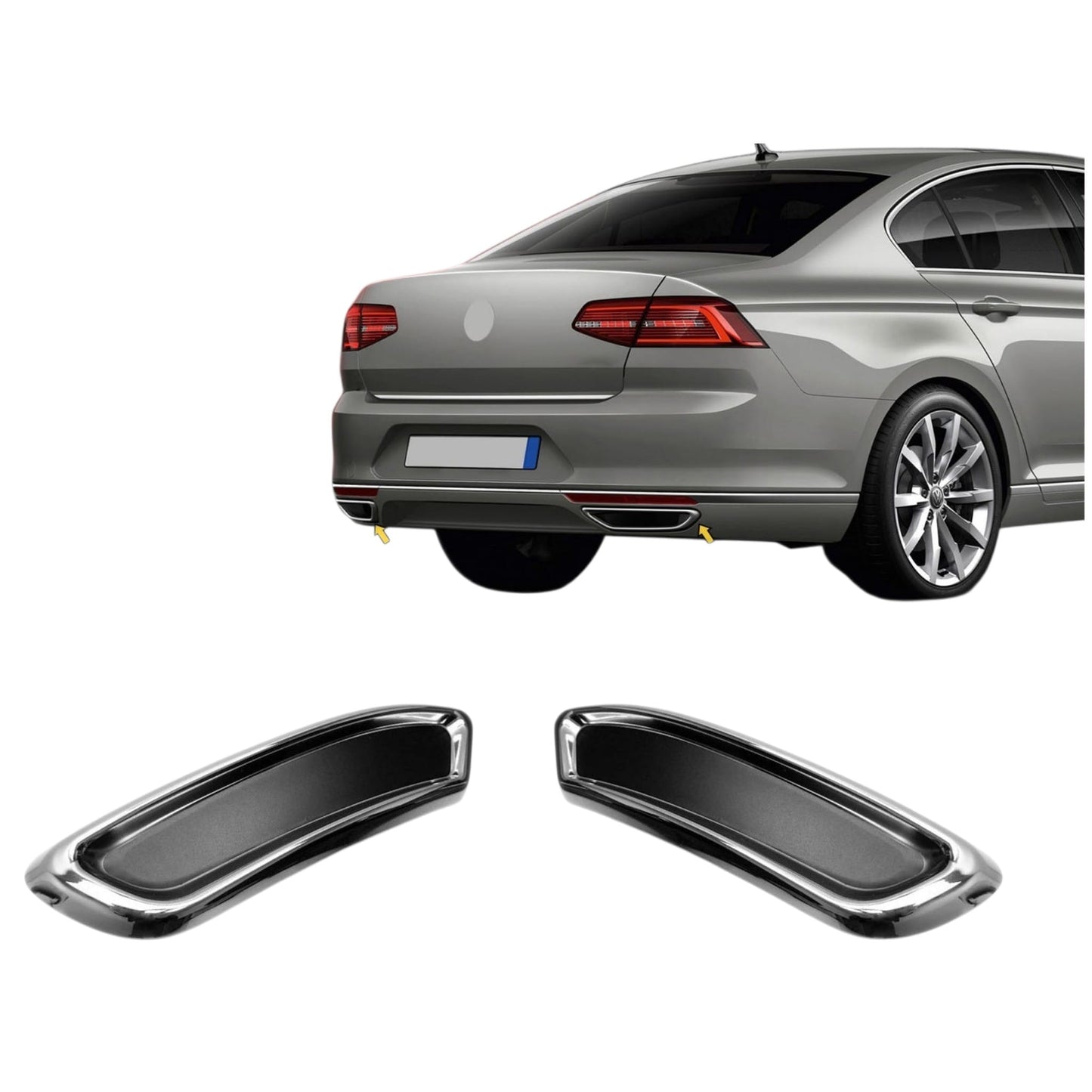 Auspuffblende Abdeckung für VW Passat B8 R Line Stil Edelstahl 2015-2019 2 tlg