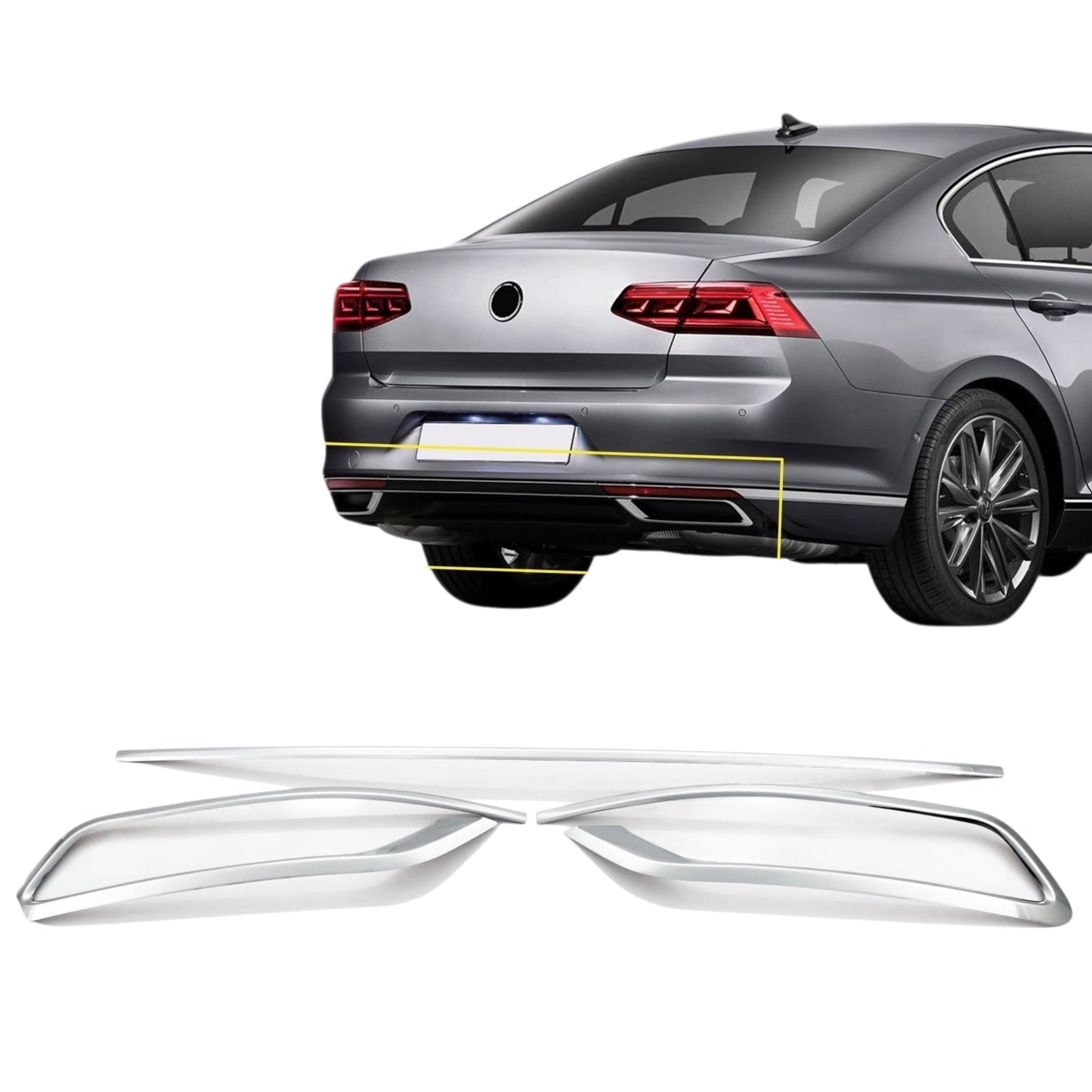 Auspuffblenden Diffusorleiste für VW Passat B8,5 ab 2019 Auspuff Attrappen 3 tlg