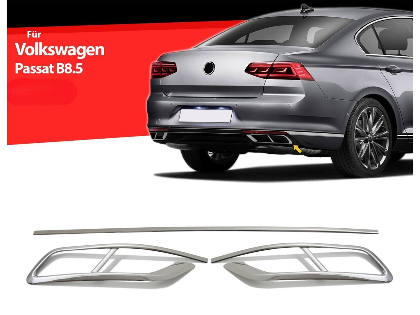 Auspuffblende Abdeckung Diffusor Leiste für VW Passat B8.5 ab 2019 R Line Still