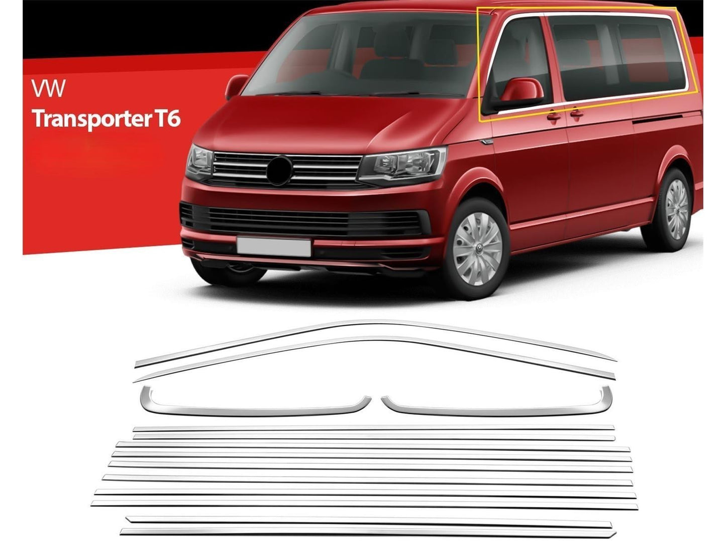 Fensterleisten für VW T5 T6 Multivan Caravelle 2003-2024 L3 14 tlg Zierleisten
