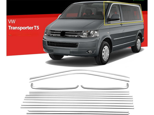 Fensterleisten für VW T5 T6 Multivan Caravelle 2003-2024 L2 14 tlg Zierleisten