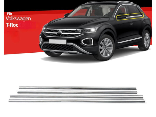 Fensterleisten Zierleisten für VW T-Roc 2017-2024 4 tlg Edelstahl Fensterrahmen