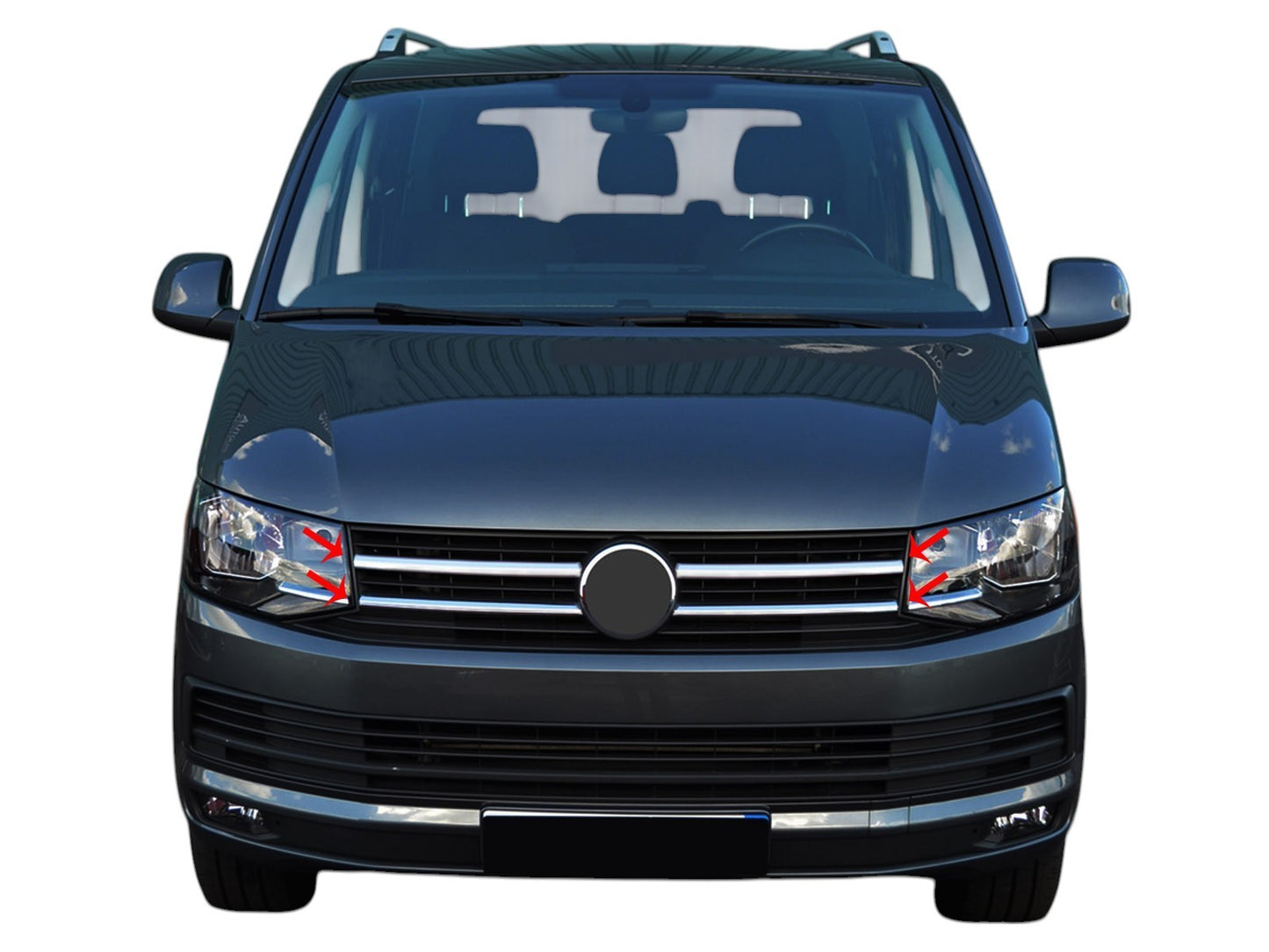 Kühlergrill Leisten für VW T6 Transporter 2015-2019 Stoßstange 4 tlg Edelstahl