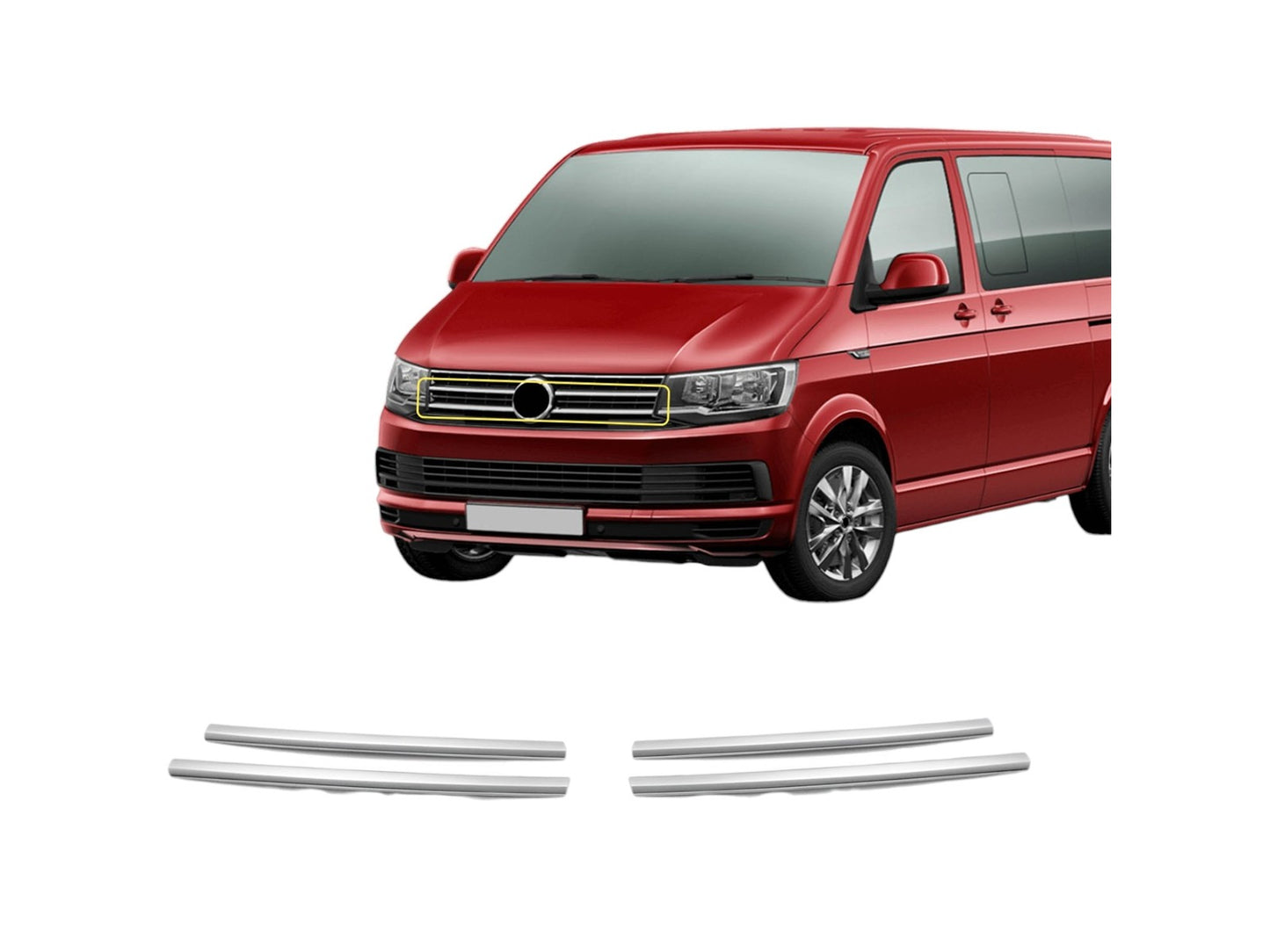 Kühlergrill Leisten für VW T6 Transporter 2015-2019 Stoßstange 4 tlg Edelstahl