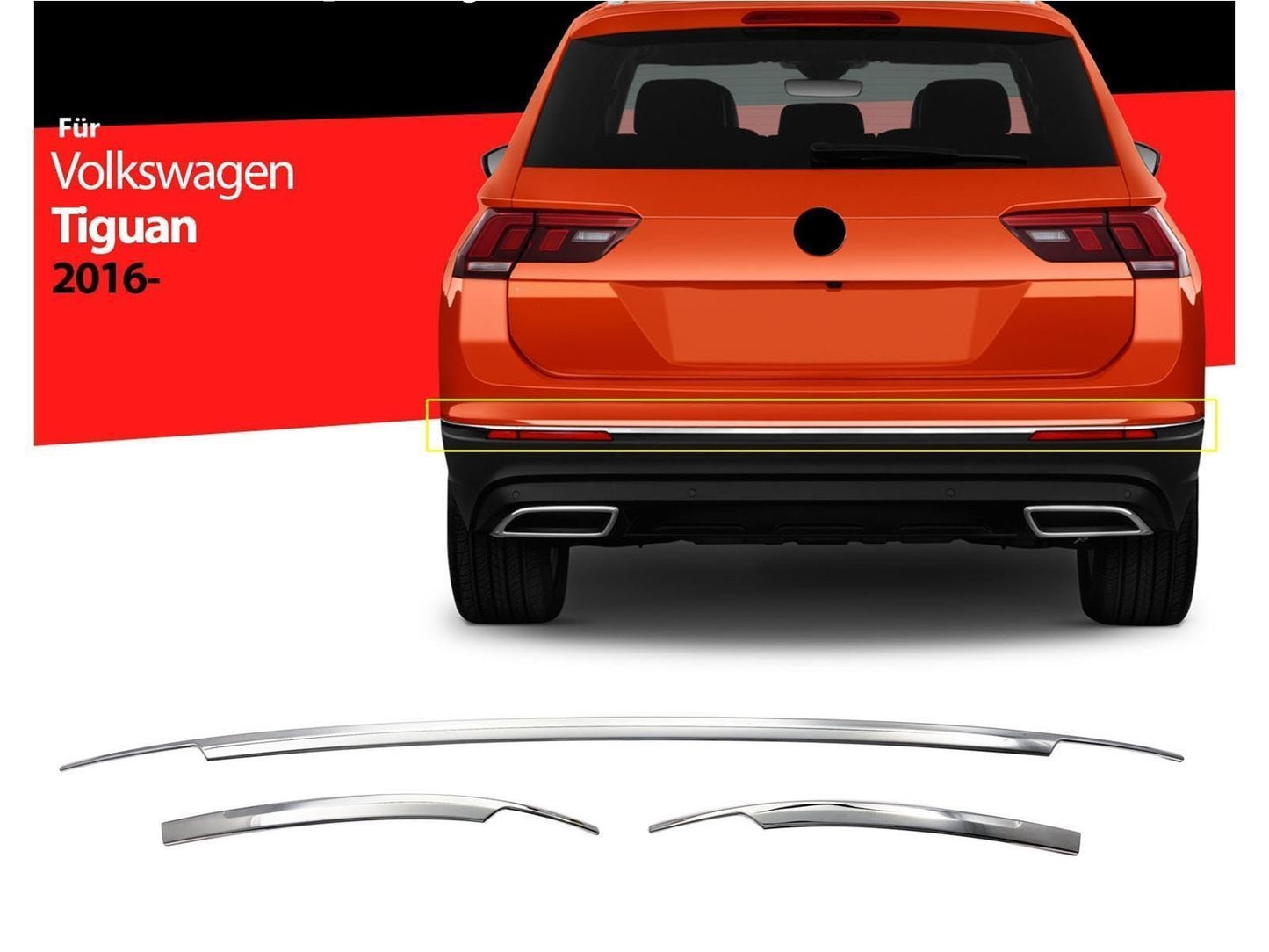 Stoßstangenleiste für Tiguan 2 ab 2016 Edelstahl Stoßstange Leisten 3 tlg