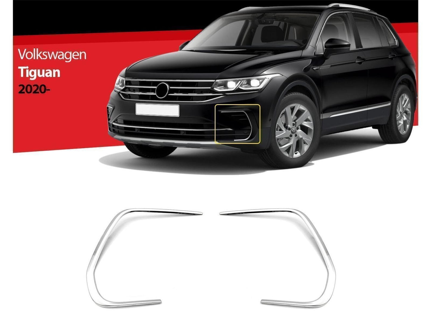Nebelscheinwerfer Leiste für VW Tiguan 2020-2024 2 teilig Edelstahl Zierleiste