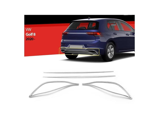 Auspuffblenden Rahmen Diffusor Leiste für VW Golf 8 HB ab 2020 Edelstahl