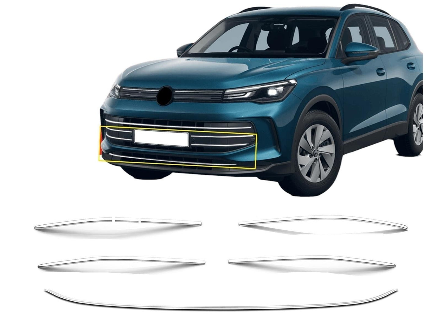 Kühlergrill Leisten für VW Tiguan 3 ab 2024 Stoßstangenleiste Grillleisten 7 tlg