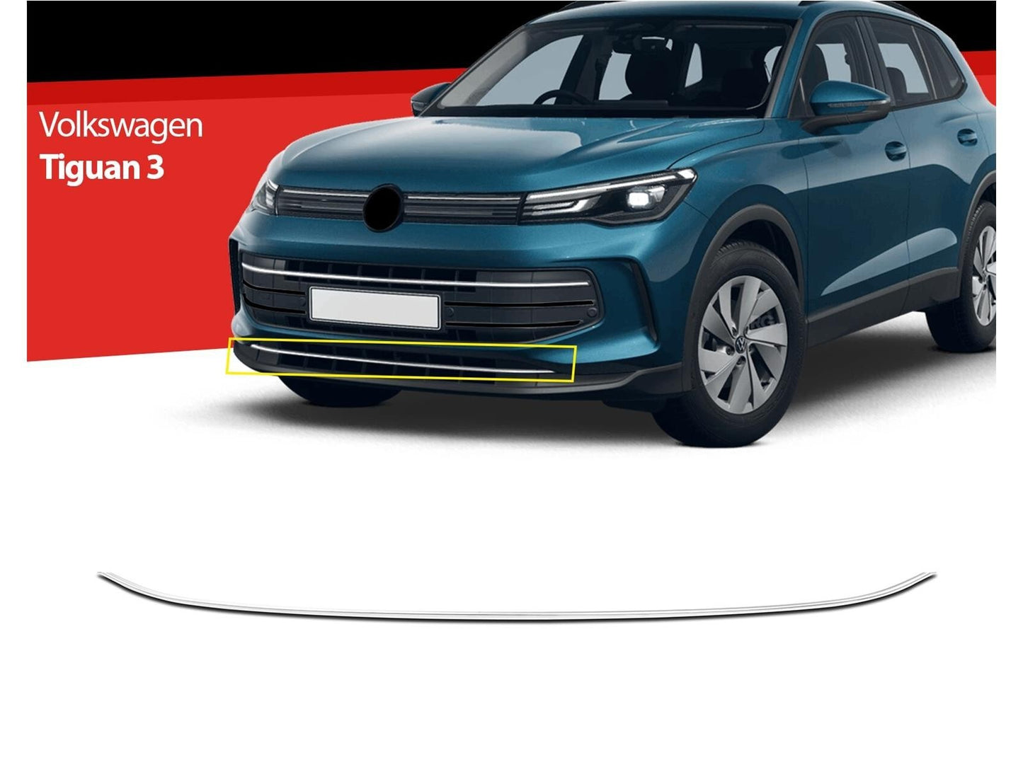 Stoßstangenleiste für VW Tiguan 3 ab 2024 Edelstahl Kühlergrill Leiste
