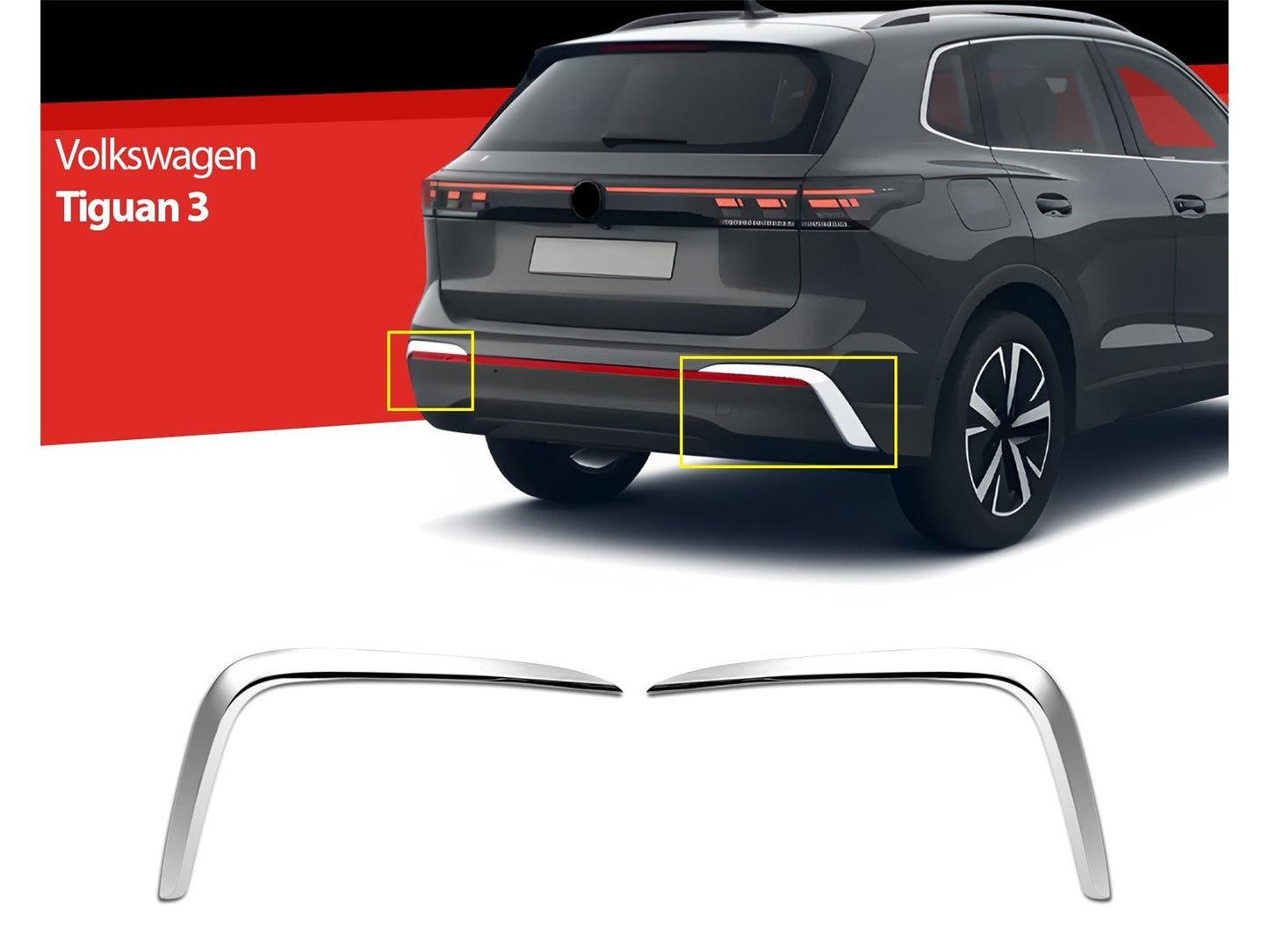 Heckstoßstangen Diffusor Stoßstangenleiste für VW Tiguan 3 Edelstahl 2 tlg