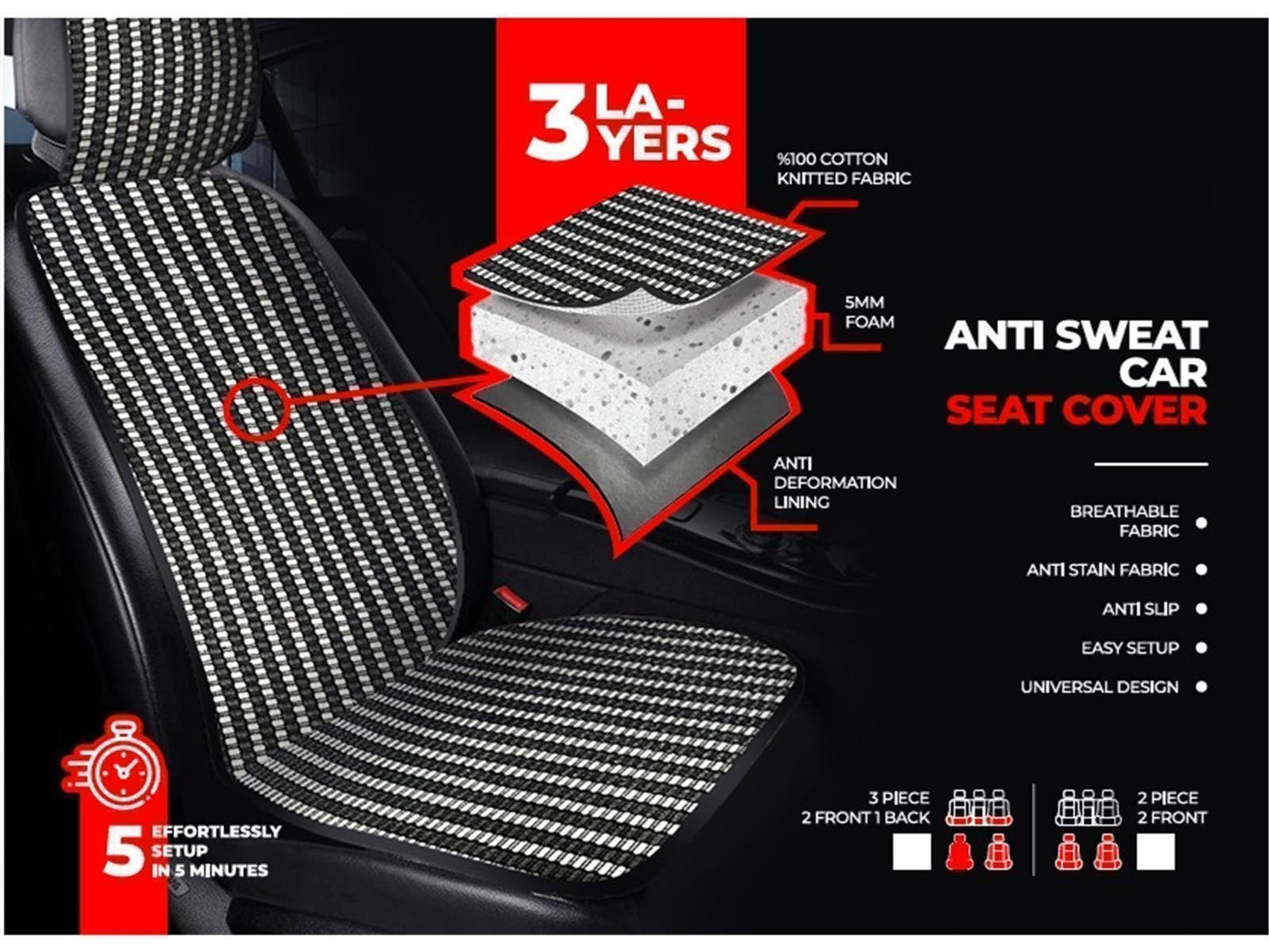 Autositzauflager Autositzbezüge Sitzschoner Schweißfester Universal Anthrazit x2